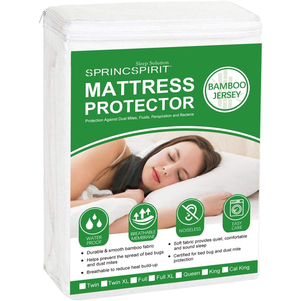 Springspirit Waterproof Mattress Protector Bamboo, Full XL Size Fitted