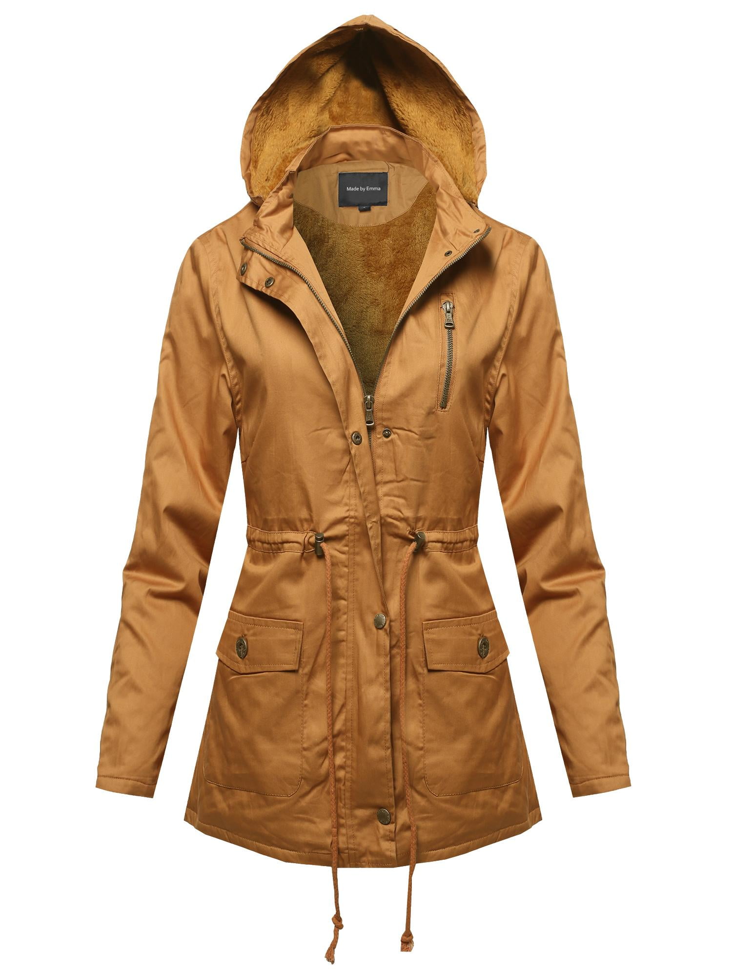 FashionOutfit Women's Military Button & Zipper Hooded Parka Anorak