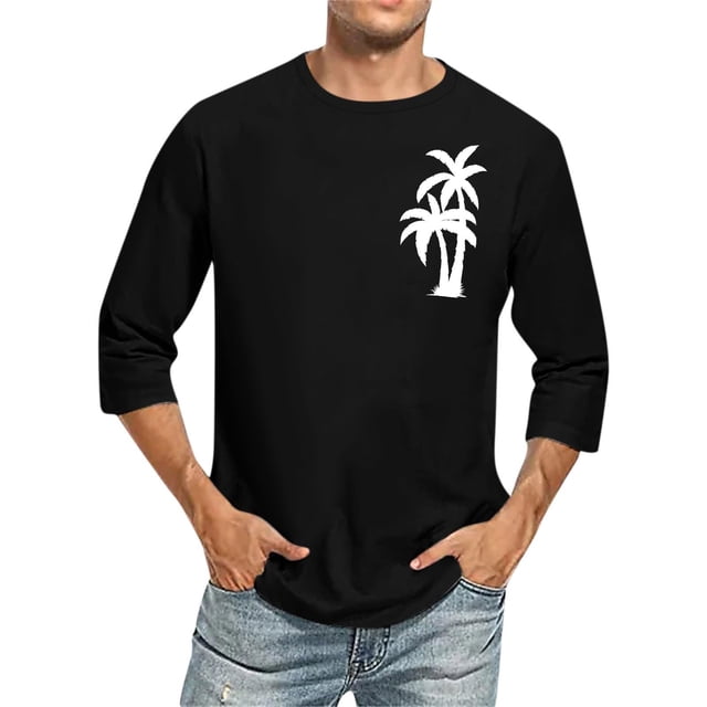 Birdeem Chemises pour Hommes Imprimé Col Rond Mode Décontractée Manches Courtes Blouses