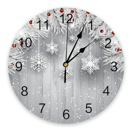 Wood Grain Blue Text Beach Bedroom Wall Clock Large Modern Kitchen Dinning Round Wall Clocks Living Room Watch Home Decor（10 Inch）