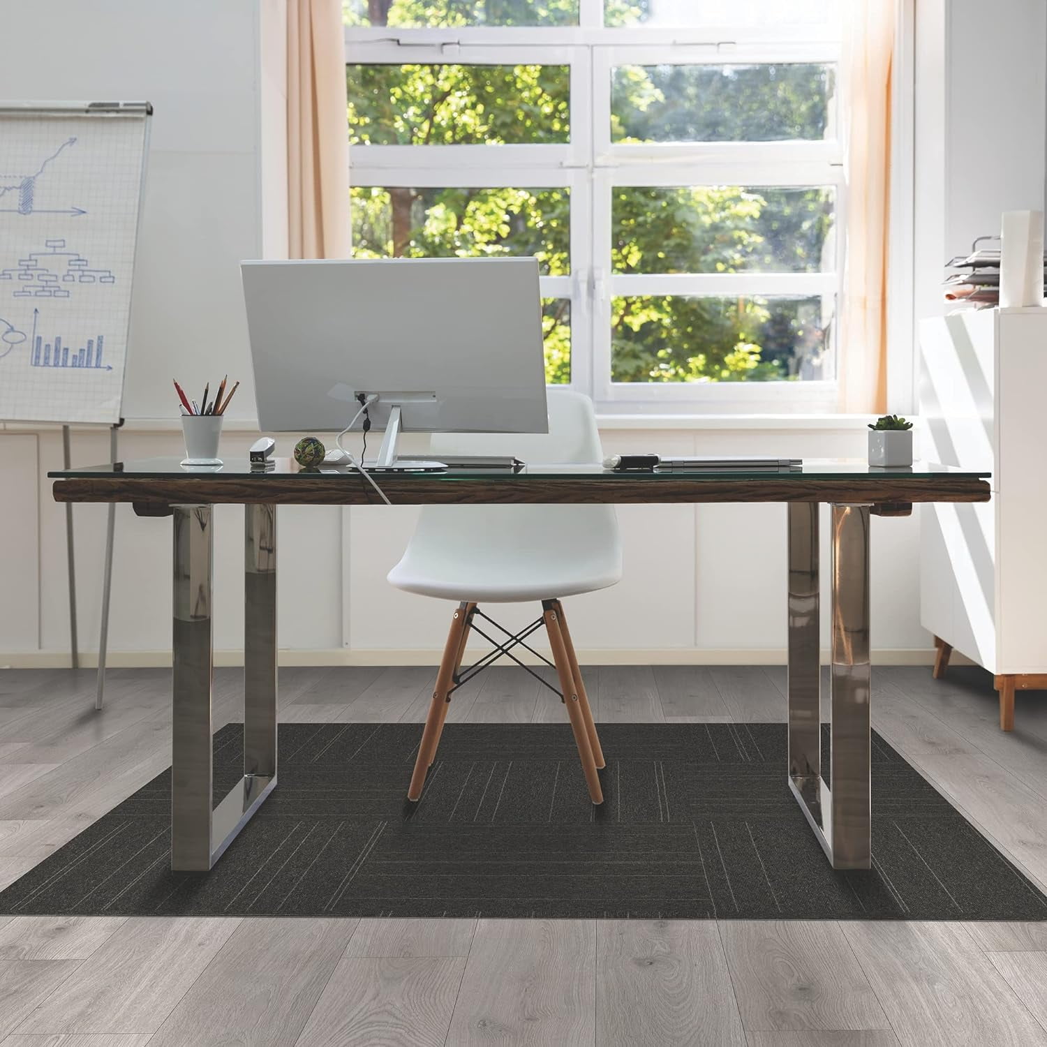 Mohawk Basics 24" x 24" Carpet Tile Sample with EnviroStrand™ PET Fiber in Smoke (1 piece)