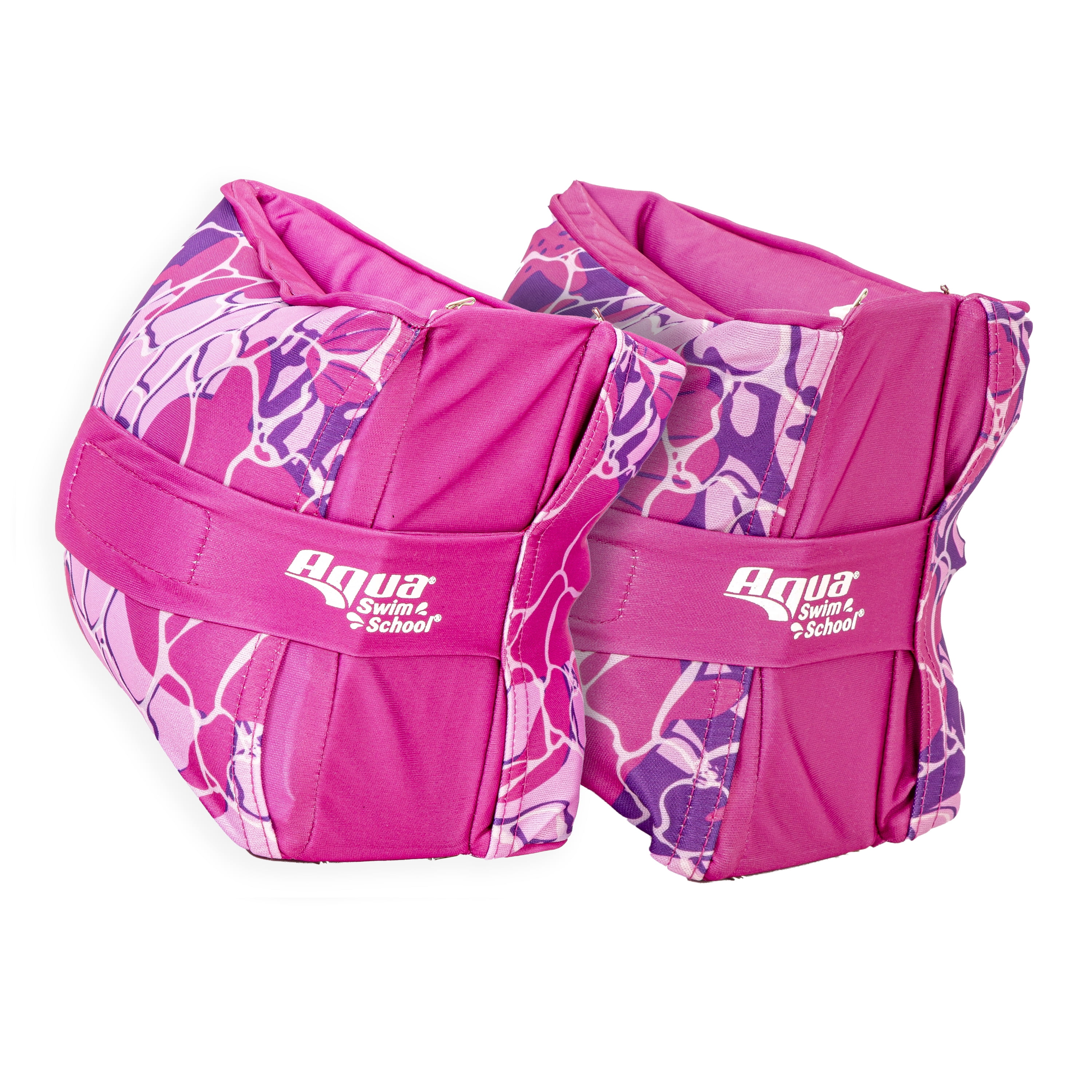 (2 pack) SwimSchool Adjustable Fabric Arm Pool Floats for Children 50-80 lb, Unisex, Pink