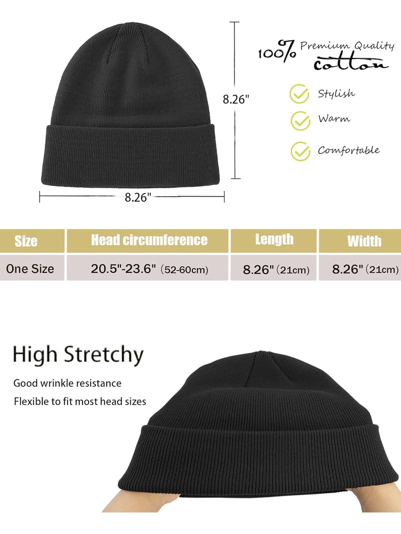 Unisex Cotton Knit Beanie with Stretch, Lightweight & Breathable Unisex Baggy Lightweight Hip-Hop Soft Cotton Slouchy Stretch  main image 3