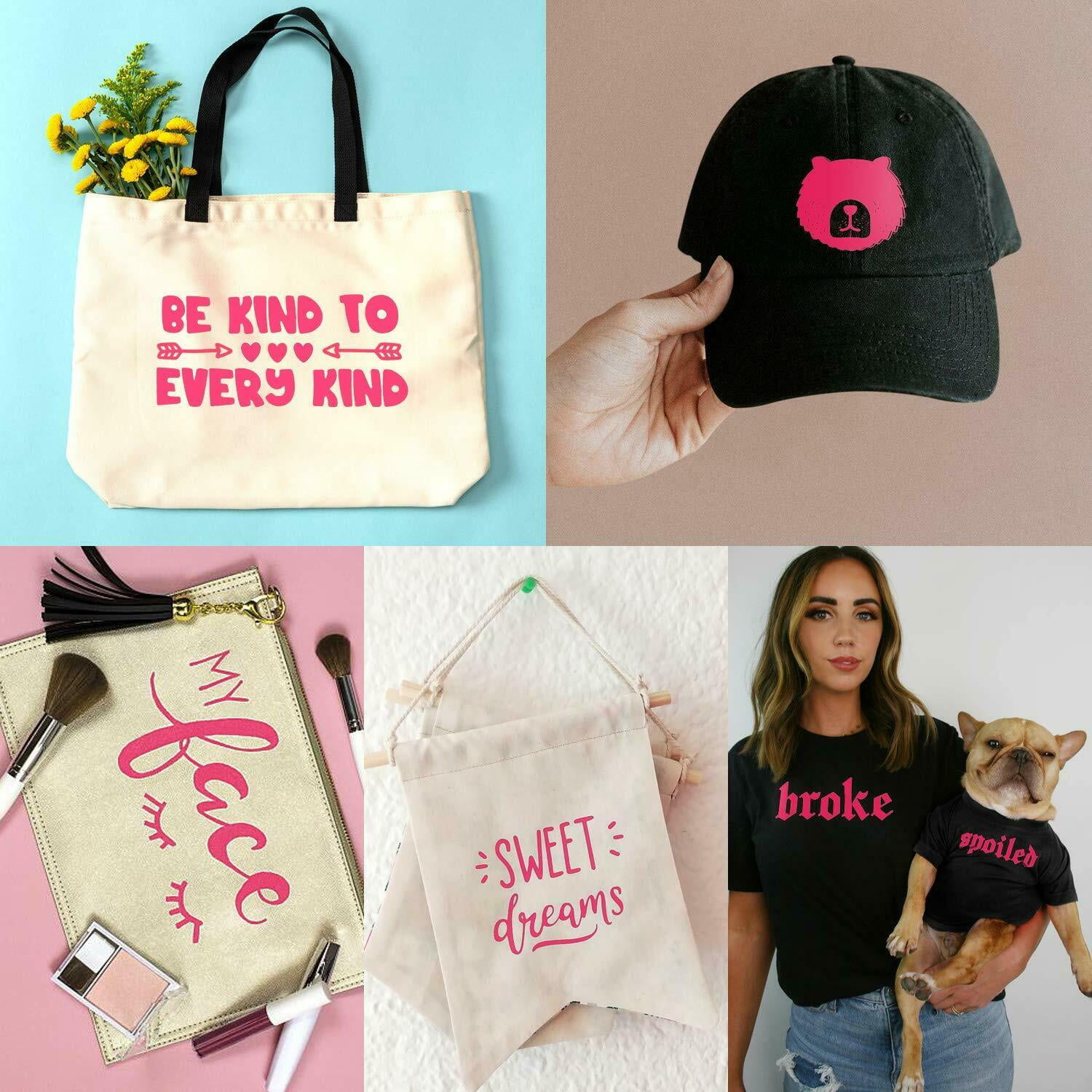 6 Roll 12" x 5Feet 12Feet Pink HTV Iron On Heat Transfer Vinyl for T Shirt Bags Hats Shoes Cricut