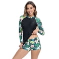 thumbnail image 5 of Defitshape Women's Long Sleeve Rash Guard Zip Up Bathing Suit w/ Shorts 2 Piece Boyshort Swim Shorts Padded Uv Protection Surfing Swimming Suit Modest Swimwear Black 8-10, 5 of 5