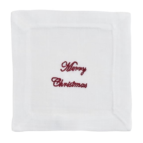 Saro Lifestyle Embroidered Merry Christmas Cocktail Napkin (Set of 12)