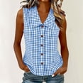 thumbnail image 2 of GigrtiJin Tank Tops for Womens Trendy Plaid Button Down Shirts Solid Color Casual Going Out Sleeveless Collared Tank Tops, 2 of 5