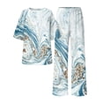 thumbnail image 4 of jovatis Hauts d'Été Tendance Femmes Décontracté Imprimé Col Rond Manches Courtes et Pantalons Longs Ensemble, 4 of 5