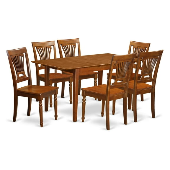 East West Furniture 5-Piece Kitchen Table Set-Finish:Saddle Brown,Number of Items:7,Shape:Rectangular,Style:Wood Seat