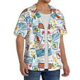thumbnail image 4 of Vsdgher Summer Stamp Print Men's Wrinkle Free Untucked Cuban Shirt Business Casual Button Down Shirts Short Sleeve Shirt, 4 of 7