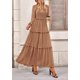 thumbnail image 5 of Vestido PRETTYGARDEN Maxi de Manga Larga con Escote Cuadrado y Fruncido Talla M, 5 of 8