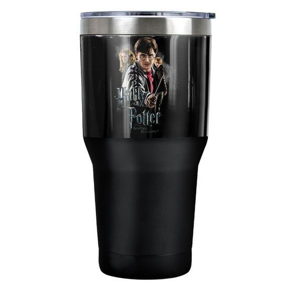 Harry Potter Deathly Hollows Cast Stainless Steel Tumbler 30 oz Coffee Travel Cup, Vacuum Insulated & Double Wall with Leakproof Sliding Lid