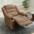thumbnail image 6 of Oversized Manual Recliner Chair for Living Room - 3-Position Lounge, Overstuffed & Wide Single Sofa, Chenille Fabric, Cup Holders & Side Pockets - Brown, Seat Width 60CM, 6 of 8