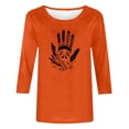 thumbnail image 4 of Heisall Women's Spring Autumn Tops 3/4 Sleeve Round Neck Casual Fashion Blouses Orange Festival Print Shirts, 4 of 4