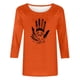 thumbnail image 4 of Heisall Women's Spring Autumn Tops 3/4 Sleeve Round Neck Casual Fashion Blouses Orange Festival Print Shirts, 4 of 4