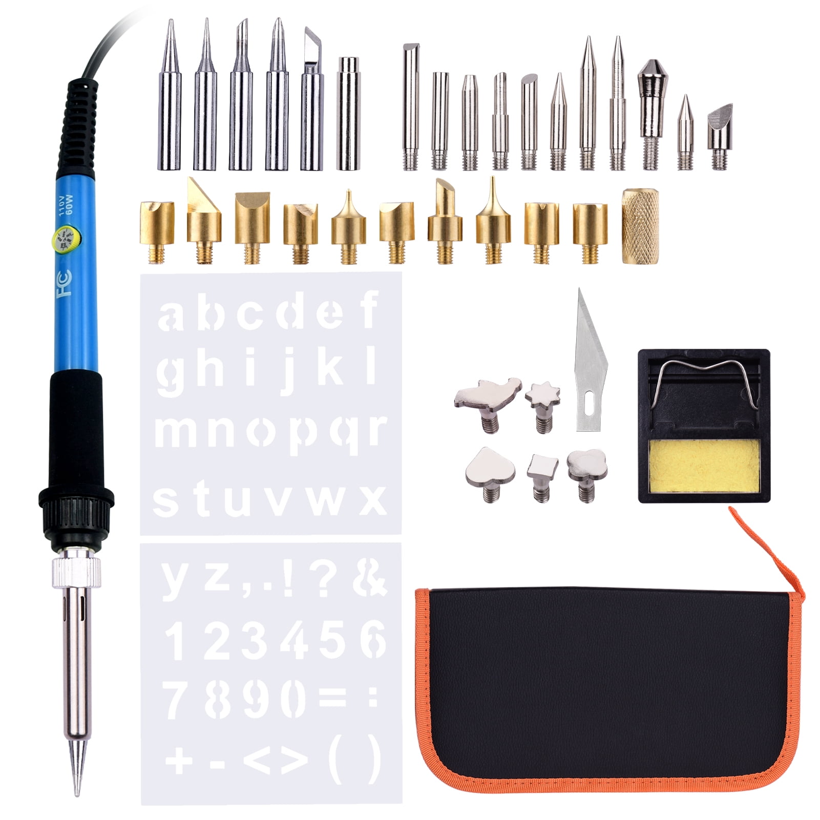 Carving & Embossing Set Wood Burning Kit & Soldering Iron Tools for Pyrography 