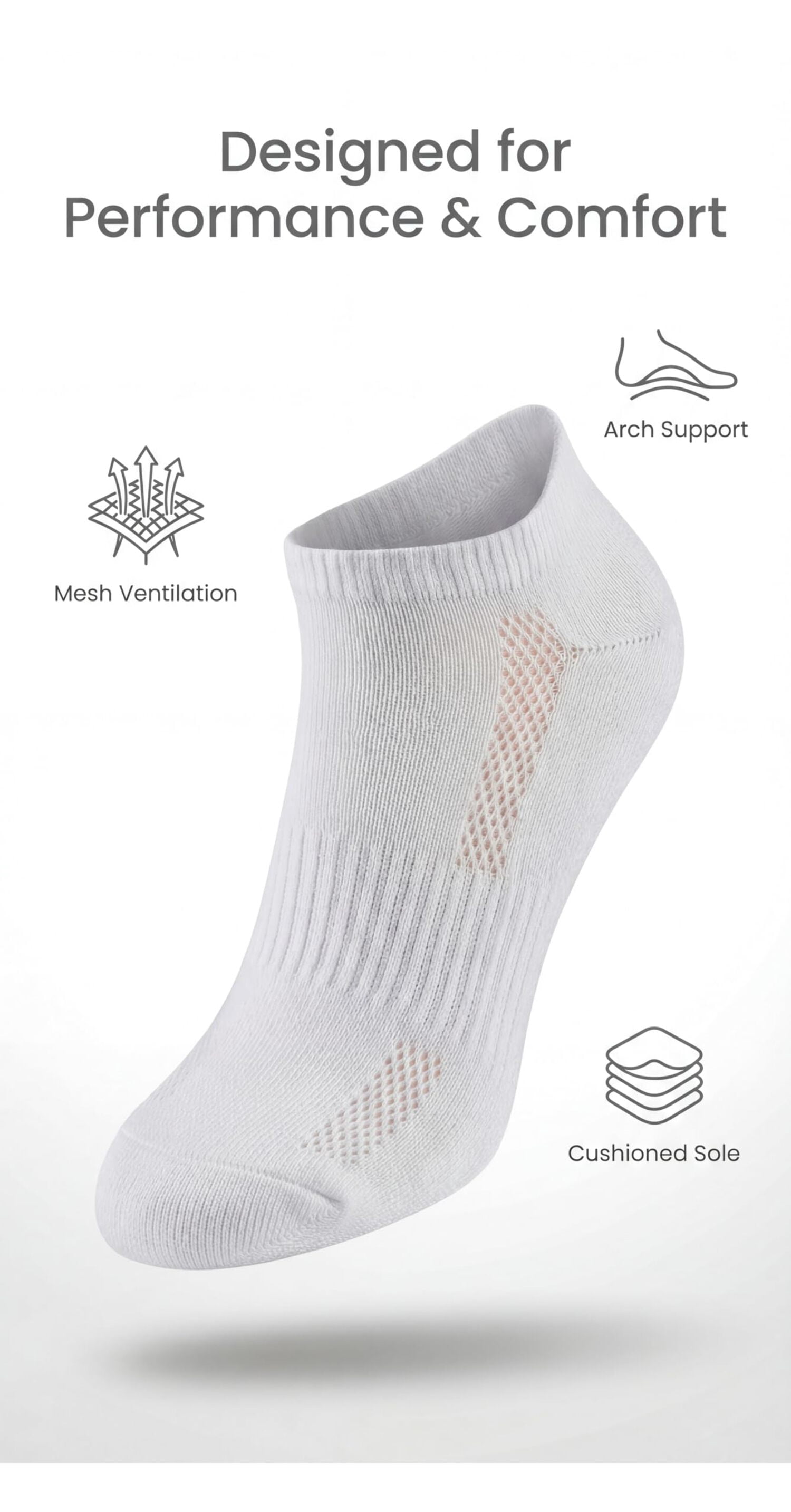 Tipi Toe Women's Sports Ankle Socks with Arch Support 12-Count