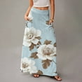 thumbnail image 5 of LWavelet Leaf Print Maxi Skirt with Side Pockets Women Trendy Fall Casual Flowy Versatile Bottoms Cyan M, 5 of 5