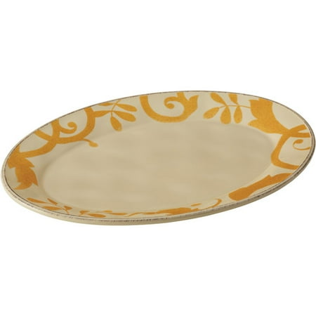 Gray Round Platter - Rachael Ray Dinnerware Gold Scroll 12.5