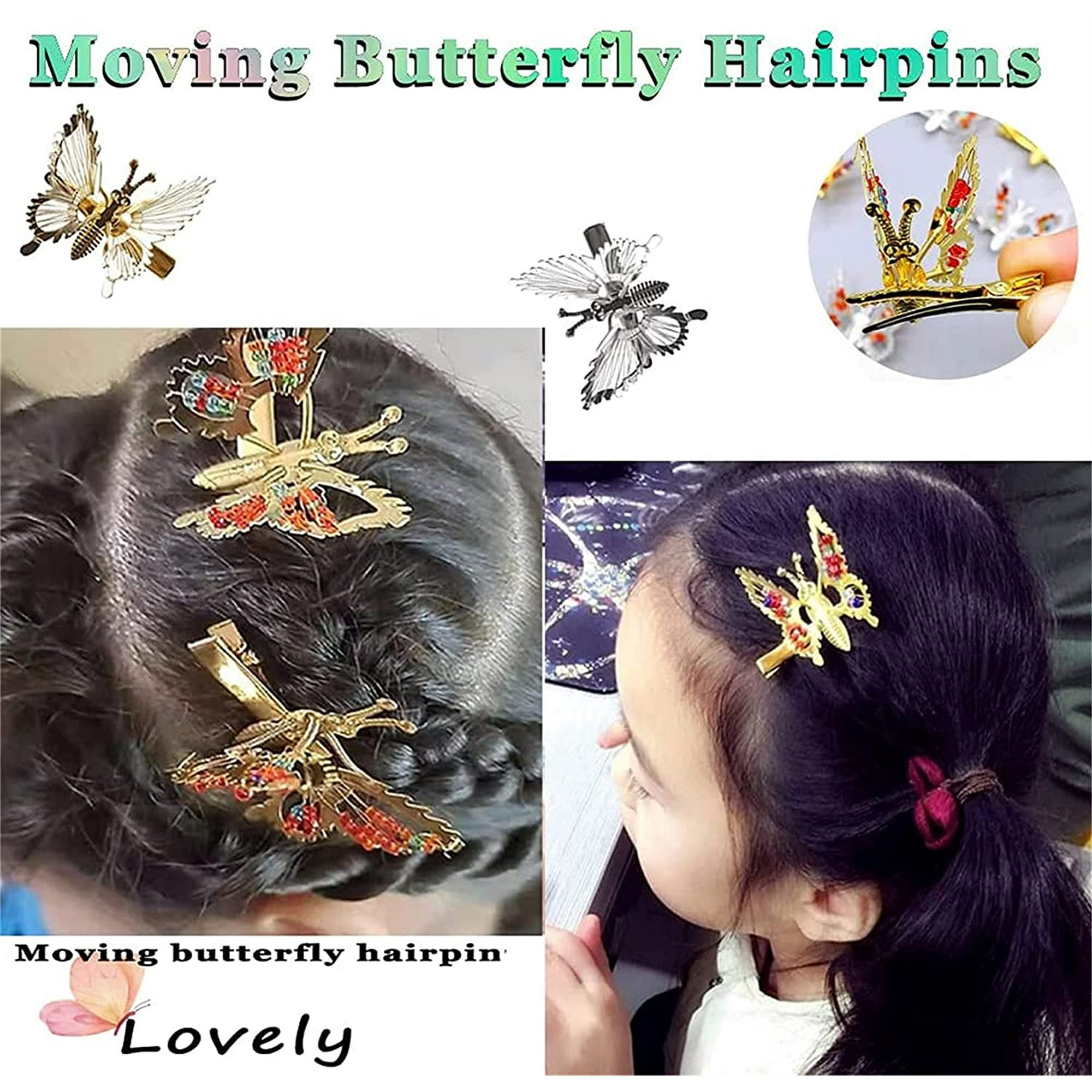 butterfly hair clips moving wings,90s butterfly hair clips moving