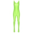 thumbnail image 5 of Zaldita Women Shiny Glossy Tights Sleeveless Swimsuit Bodysuit Leggings Bodystocking Trousers Fluorescent Green XL, 5 of 7