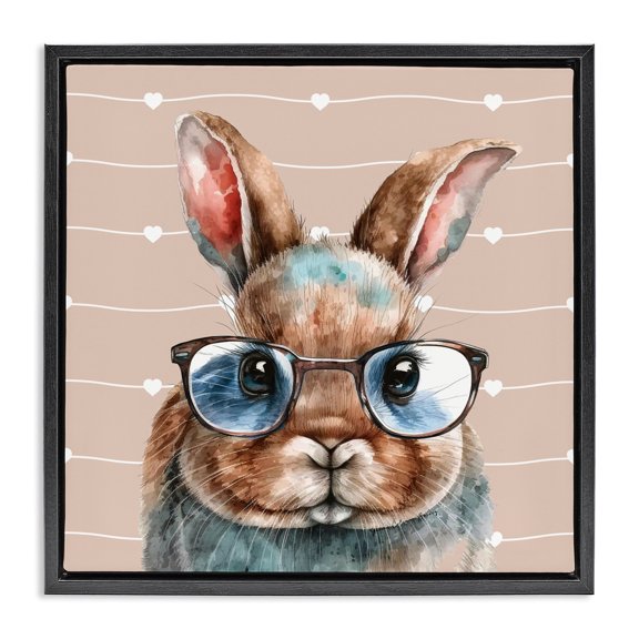 Stupell Industries Buster Rabbit with Specs Black Framed Floater Canvas Wall Art, design by Yvonne Coleman Burney
