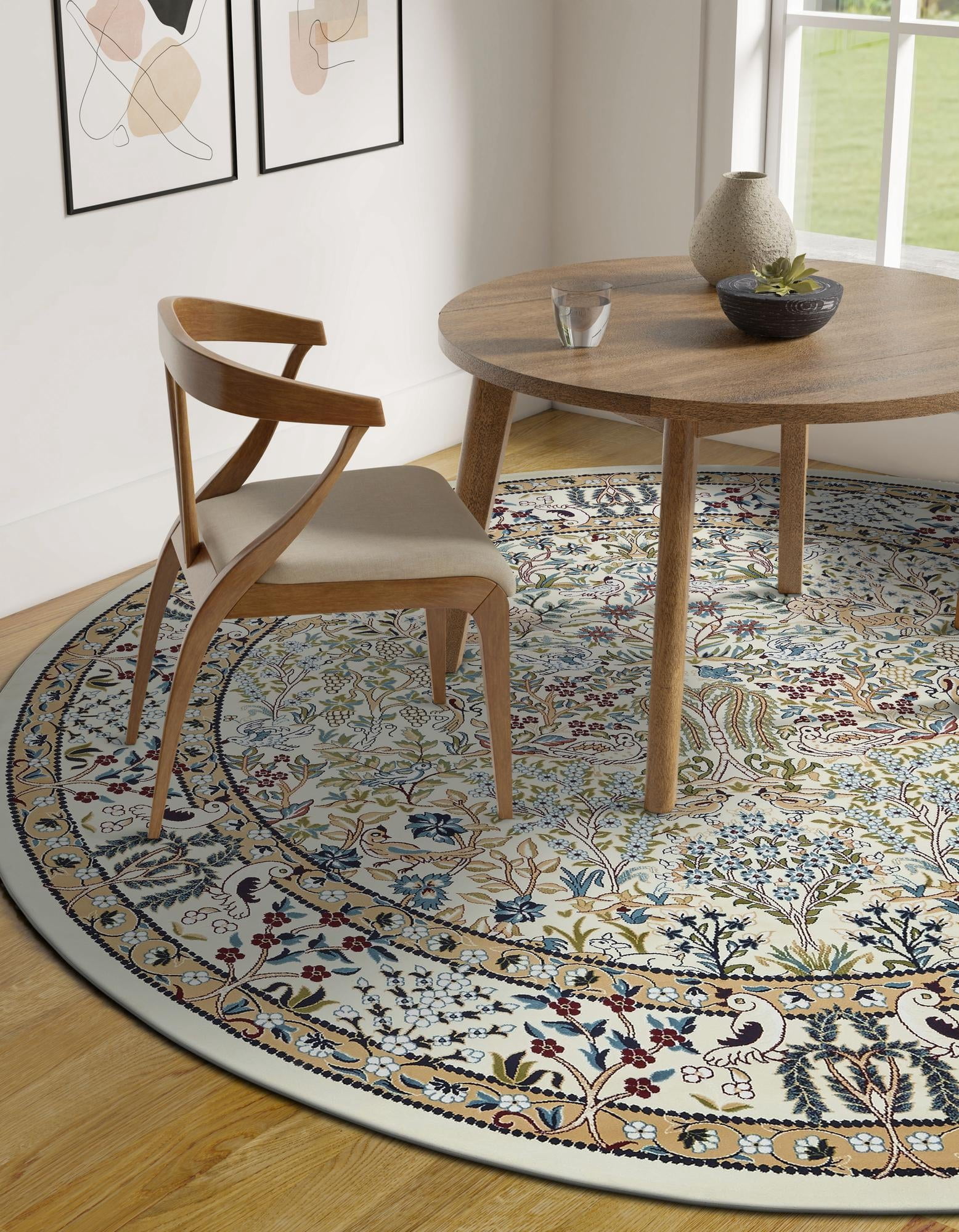Unique Loom Narenj Collection Area Rug - Bristol (10' Round Ivory/Beige)
