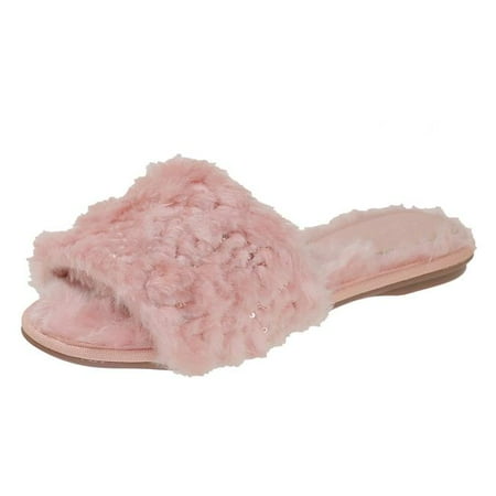 

Valentina Fluffy Slide Sequins Flat Slippers Rose - US Size 6