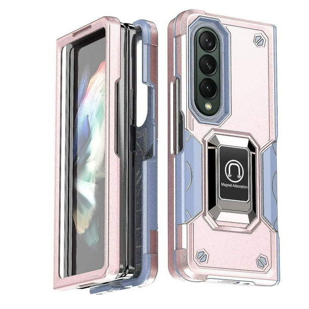 Funda Super Case para Samsung Z Fold 4, compatible con soporte magnético para coche, protección total de 360°, soporte de anillo