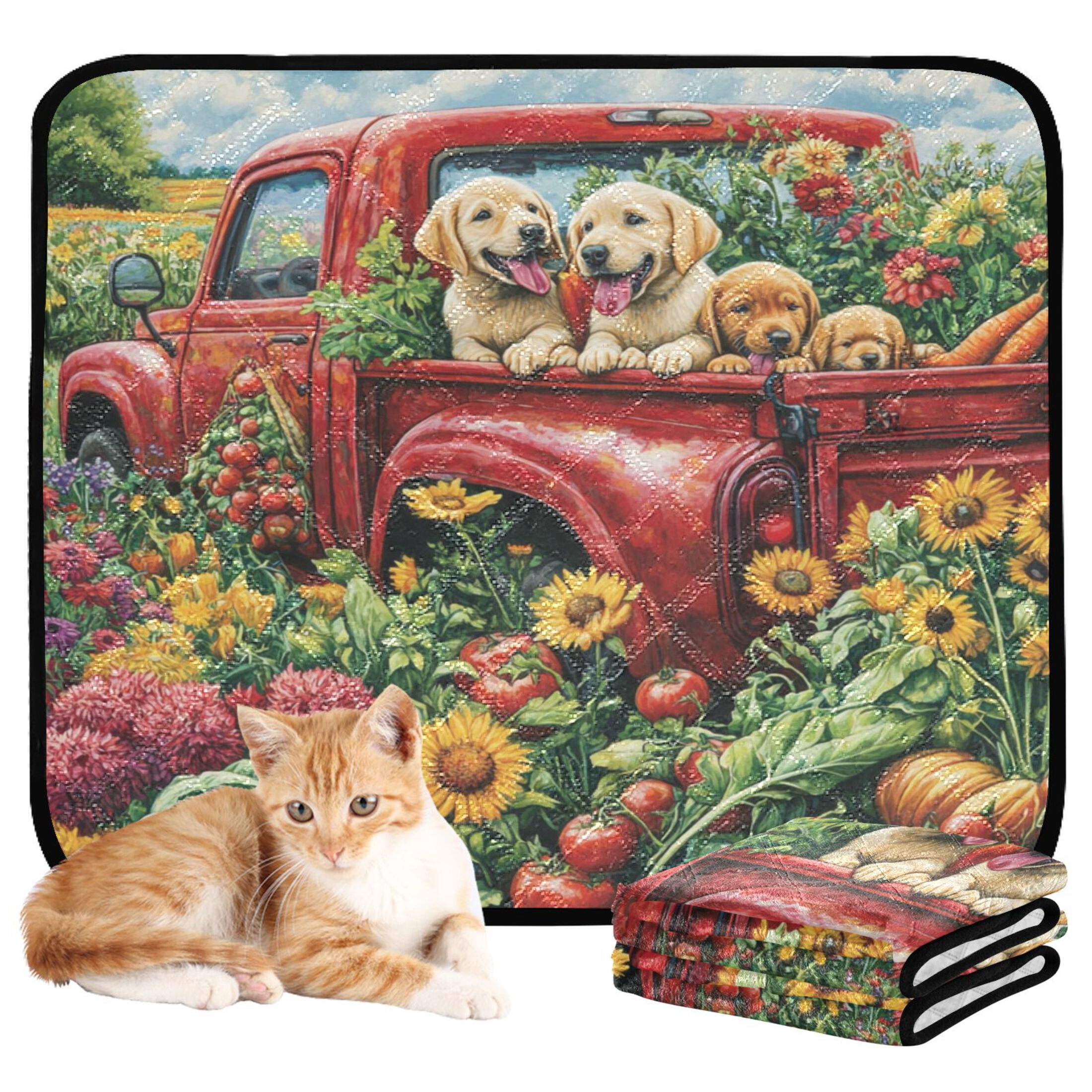 Qxltty Vegetable Truck Cat litter Pads Pet Set of 2 Diaper Mats Center Anti-leakage Layer Absorbent Soft and Comfortable