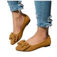 thumbnail image 5 of YLYL Women's Suede Bow Pointed Toe Flat Shoes Slip on Soft Comfy Casual Dress Ballet Flats, 5 of 6