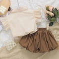 thumbnail image 7 of Angala 2 Piece Outfits For Girls Notch Neck Short Sleeve Bow Knot Blouse With Shorts Set Girls Autumn Daily Wear Clothes, 7 of 7