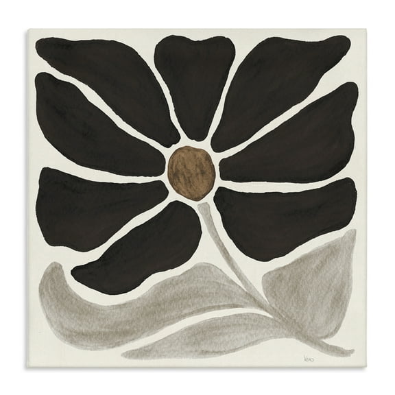 Stupell Industries Modern Neutral Flower Botanical & Floral Painting Gallery Wrapped Canvas Art Print Wall Art, 17 x 17