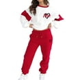 thumbnail image 3 of Sweatsuits for Women 2 Piece Heart Print Color Block Sweatshirt Fashion Casual Crewneck Lounge Sets Red XL, 3 of 10