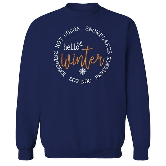 Haywood & Main Hello Winter Graphic Navy Men's Cotton Pullover Sweatshirt