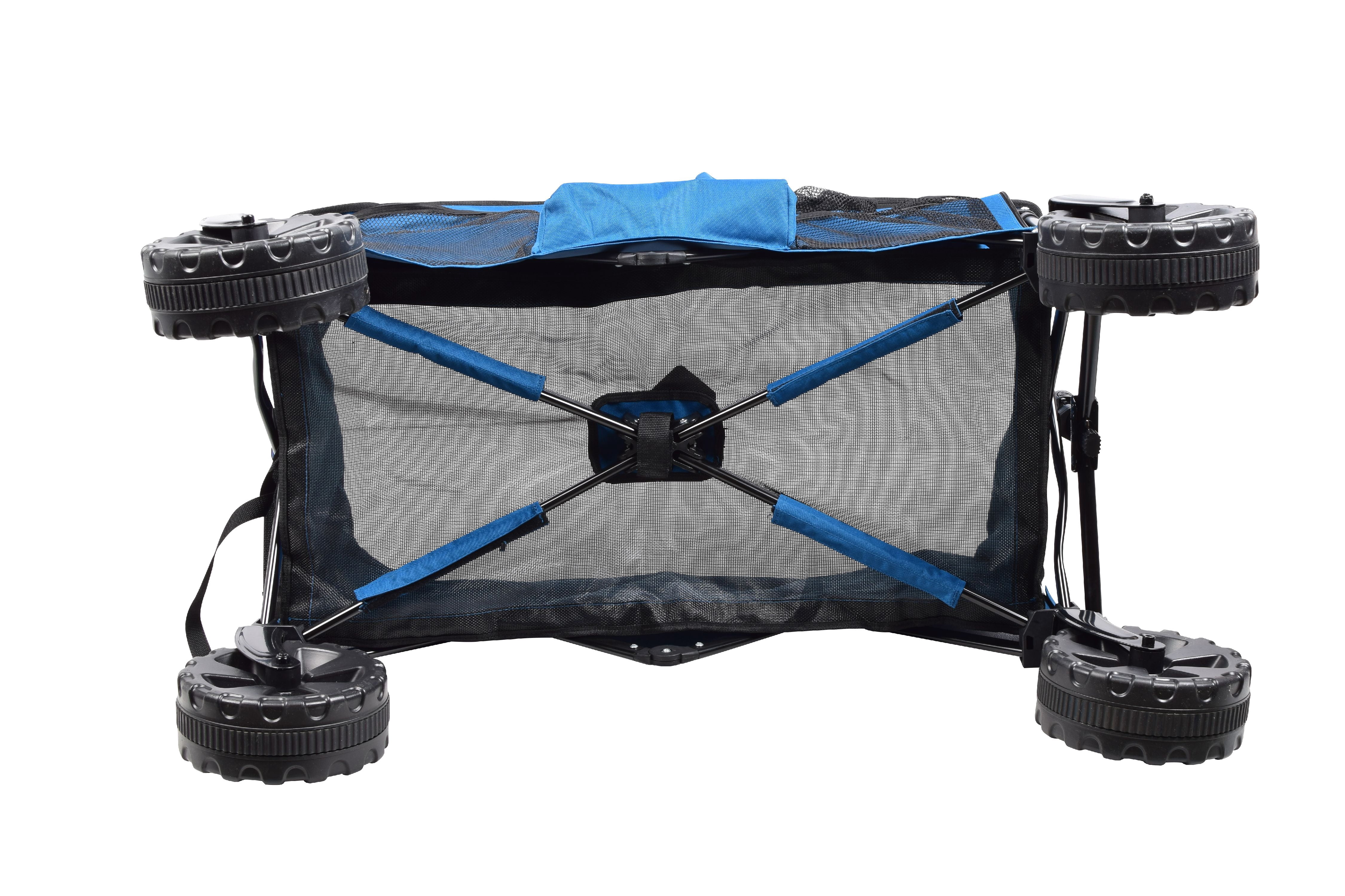 Ozark Trail Camping All-Terrain Folding Wagon with Oversized Wheels, Blue, 23in Height