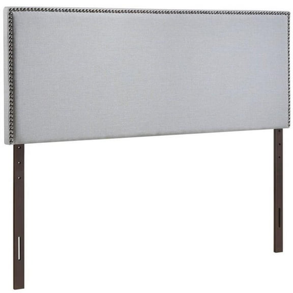Hawthorne Collections Modern Fabric Upholstered Full Panel Headboard in Sky Gray