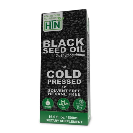 Black Seed Oil Liquid (2% Thymoquinone) 16.9 fl. Oz Bottle (NON-GMO) by Health Thru Nutrition