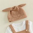thumbnail image 6 of Cjfdfy Newborn Baby Boy Girl Fall Outfits Solid Long Sleeve Romper Waffle Overall Pants And Knotted Hat 3 Piece Set Cute Coming Home  Fall Winter Outfit 0-18M, 6 of 9