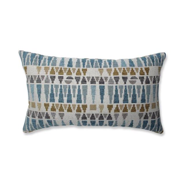 Pillow Perfect 619101 Indoor Rectangular Throw Pillow, Sky Blue, Gold & Gray