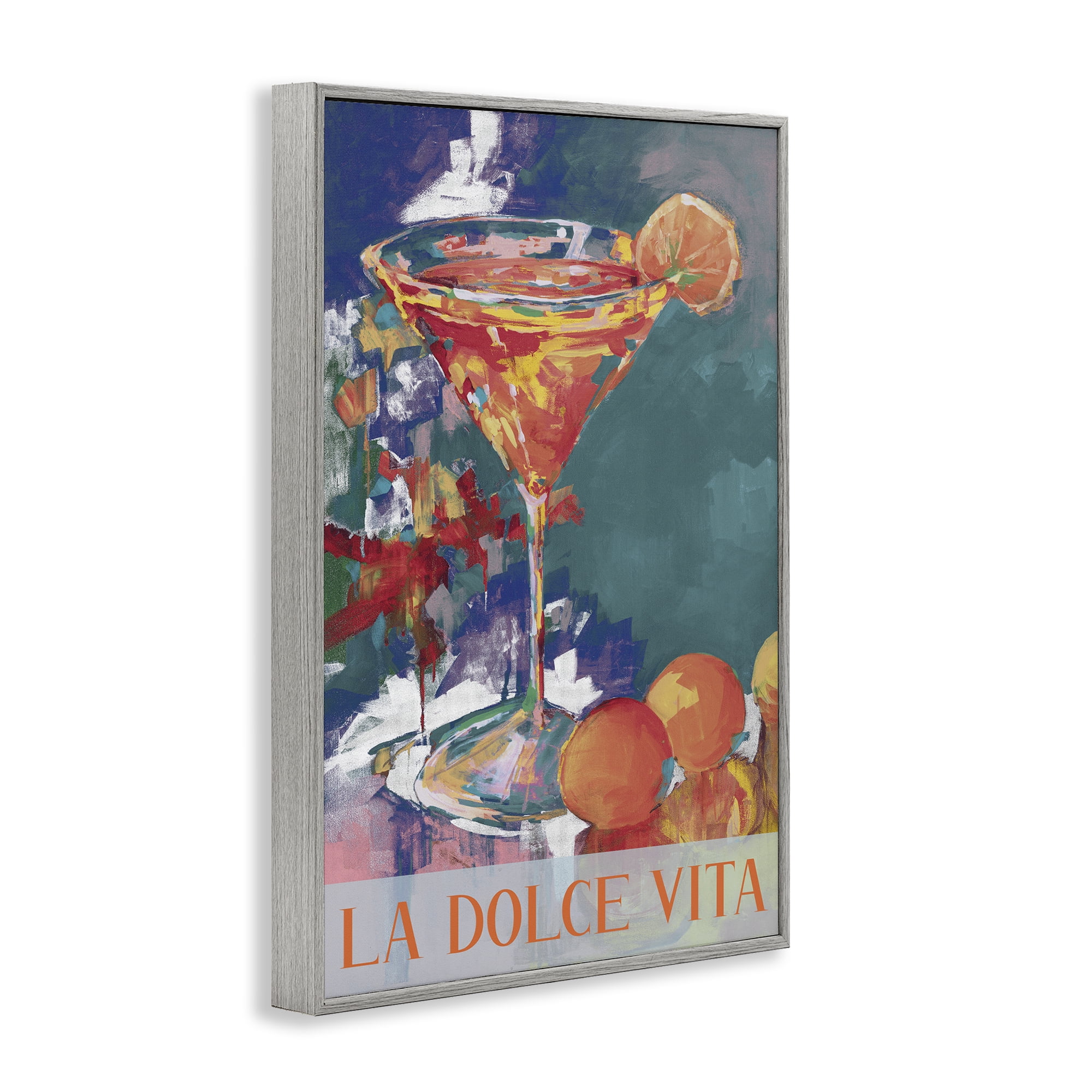 Stupell Industries Citrus Cocktail on Blue Gray Framed Giclee Art, design by Jane Slivka