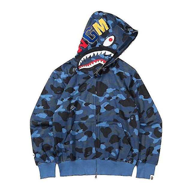 Nueva tendencia tiburón sudadera con capucha estampado de camuflaje algodón casual suelta cremallera chaqueta con capucha para hombres mujeres Xinda