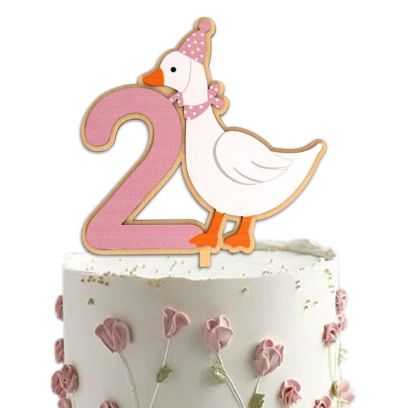 Cake Topper Raoformi One Silly Goose Pink, número 2, cumpleaños