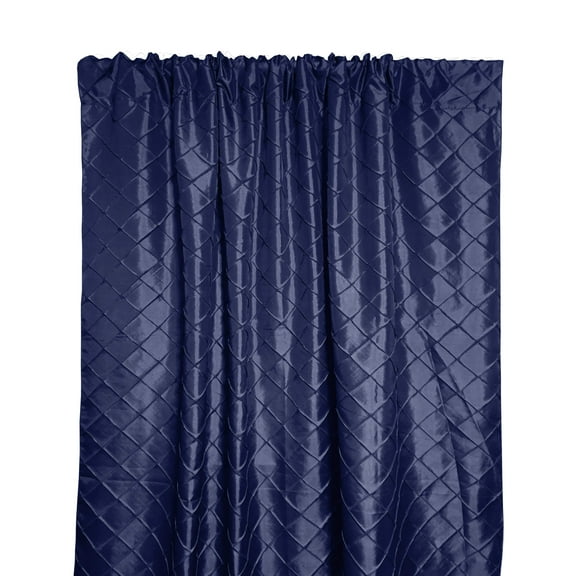 Pintuck Taffeta Cross Stitch Pattern Single Curtain Panel 54 Inch Wide Navy