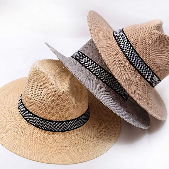 Meidiya Straw Men Sun Hat Wide Brim Sunscreen Washable Friendly to Skin Beach Hat Panama Hat for Summer,Women Men Cap With Black Ribbon