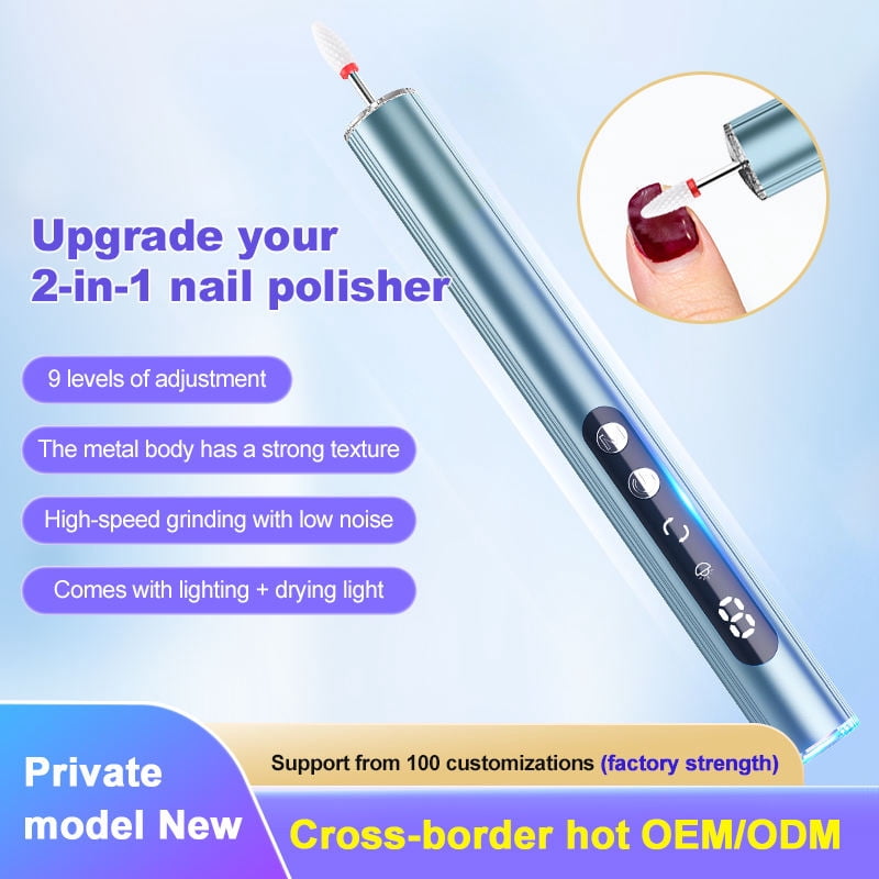 CNV Professional 2-in-1 Nail Polishing Pen & Drill with USB Rechargeable Metal UV Nail Lamp