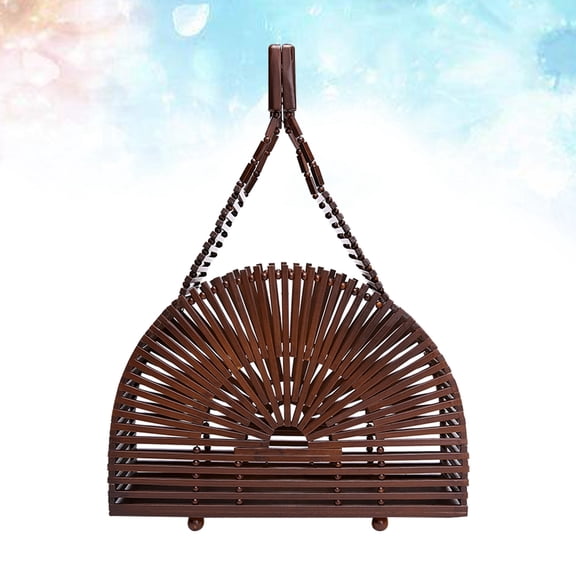 CATIEBYE Handmade Semicircle Rattan Bag for Women Khaki Tote Lightweight Beach Purse