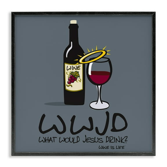 Stupell Industries What Would Jesus Drink Food & Beverage Painting Black Framed Art Print Wall Art, 12 x 12