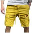 thumbnail image 1 of Abcnature Men's Athletic Shorts, Sports Gym Running Short Pants, Men's Casual Sport Fit Running Joggers Pocket Sweats Shorts, Cargo Casual Hiking Shorts Yellow M, 1 of 3