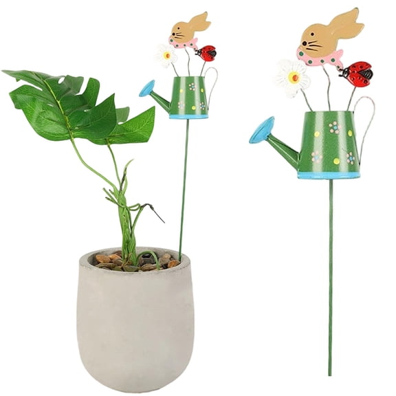 decorative plant stakes,small metal watering can,Watering Can Design Porch Decor - Outdoor Landscape Stakes | for Spring Outdoor Garden Yard Patio Porch Lawn Flower Bed(A)